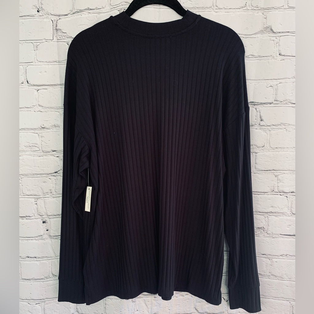 Nwt Daily Ritual Rib Knit Mock Turtleneck Sweater Size Large Black